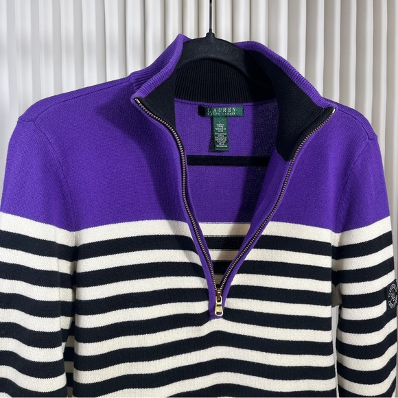 Ralph Lauren Purple and Black Striped Women’s Sweater - Picture 8 of 14